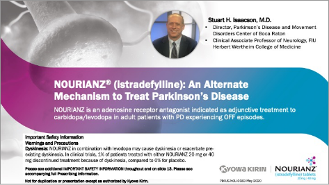 Thumbnail of video presentation where Stuart H. Isaacson, MD, discusses the roles of dopamine and adenosine in PD.