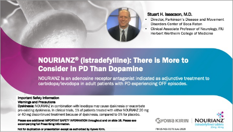 Thumbnail of video presentation where Stuart H. Isaacson, MD, discusses the neurotransmitters/ neuromodulators that drive motor function and the role they play in Parkinson’s disease.