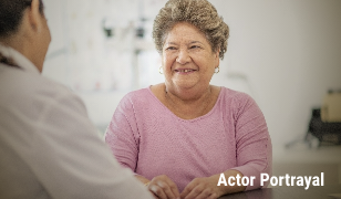 Older woman smiling. Actor portrayal